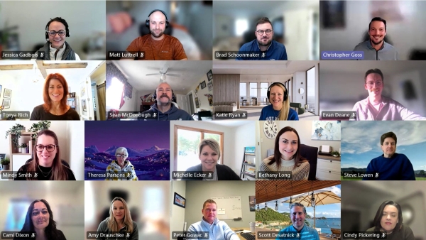 Many Insulet employees working remotely on an online meeting call