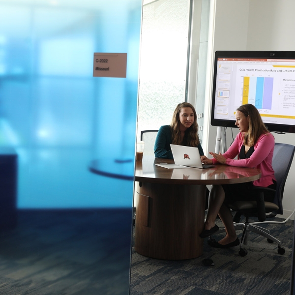 Two women meeting in an office